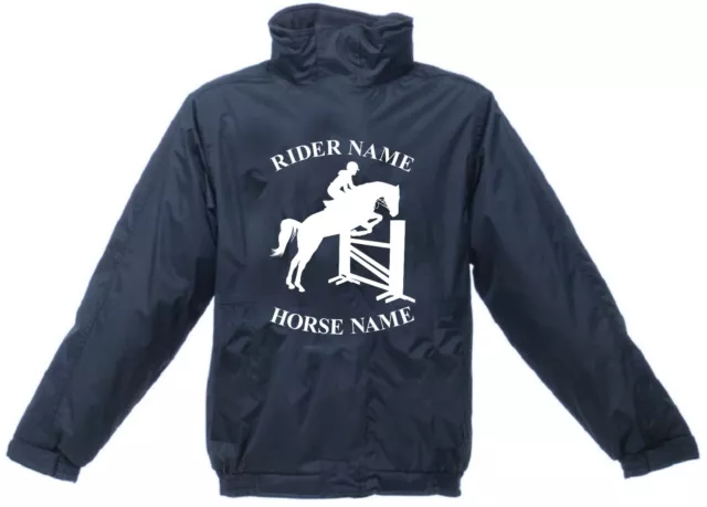Personalised Horse Dover Jacket Waterproof Jockey Pony Cob Rider Christmas Gift