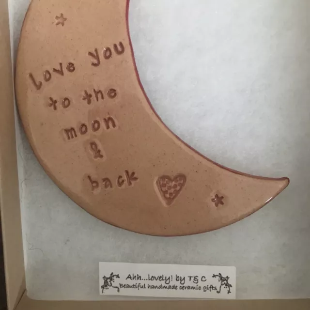 NEU Handgefertigte ""LOVE YOU TO THE MOON & BACK"" Plakette Baby Geschenk Kinderzimmer Dekoration 3