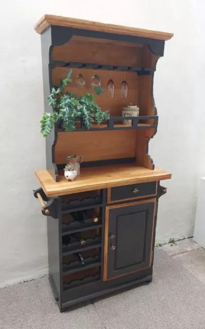 Welsh Dresser Sideboard made from Solid Oak, Re-imagined in Slate Grey & Brass