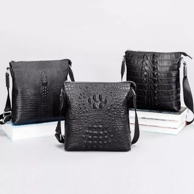 100% Genuine Leather Crocodile Men's Sling Shoulder Messenger Bags Crossbody Bag