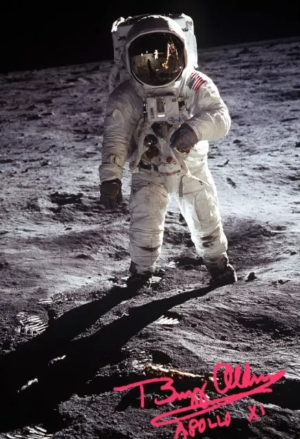 Buzz Aldrin Apollo 13 Moonwalk Very Rare Fully Signed Photo Print 6 X 4 Charity