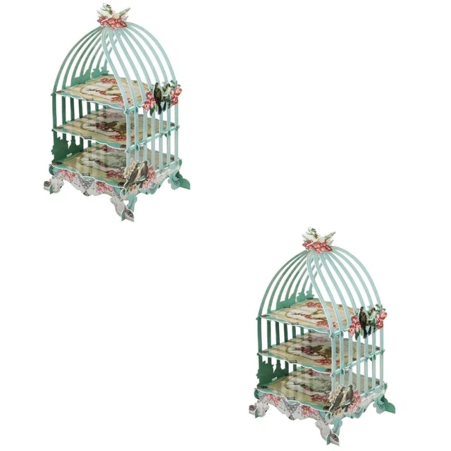 XIXIMENG - 4 Supporti Per Cupcake A 3 Livelli In Cartone Verde Con Bordo Pizzo - Altezza 40,6 Cm, Per Feste, Buffet E Matrimoni - 5
