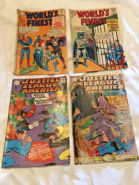 Lot Of 4 Vintage Dc Comics 2 Worlds Finest 2 Justice League