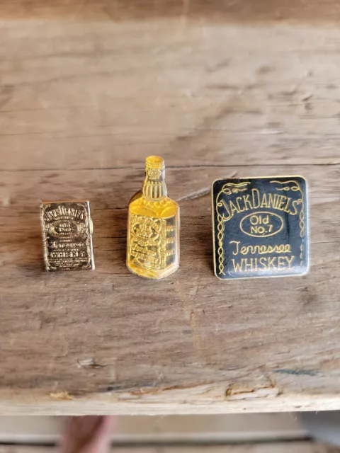 LOT of 3 Vintage Jack Daniels Tennesse Whiskey Old No. 7 Sign Lapel Hat Pin