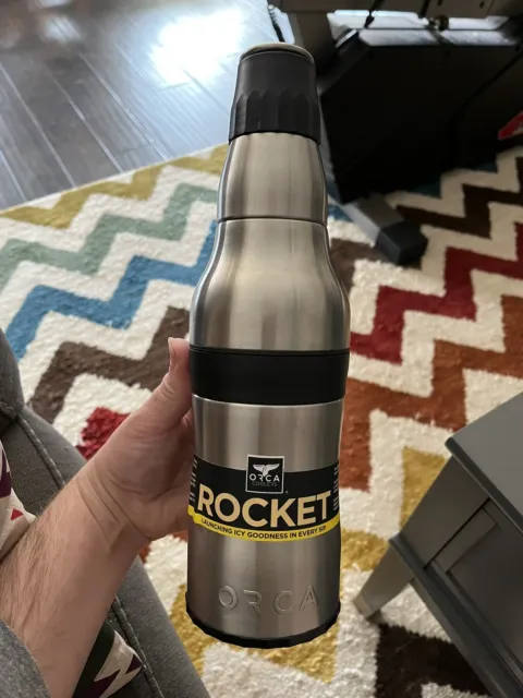 Orca Rocket Vacuum-Insulated Stainless Steel 12-Oz. Bottle/Can Koozie