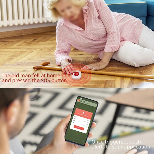 Tuya WiFi SOS pulsante allarme per anziani portachiavi compatto dispositivo smart home
