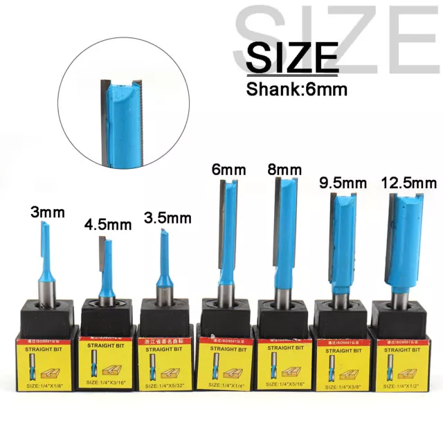 3-12mm Straight Router Bits Set 1/4" Shank Trimming Slot Cutter For Woodworking