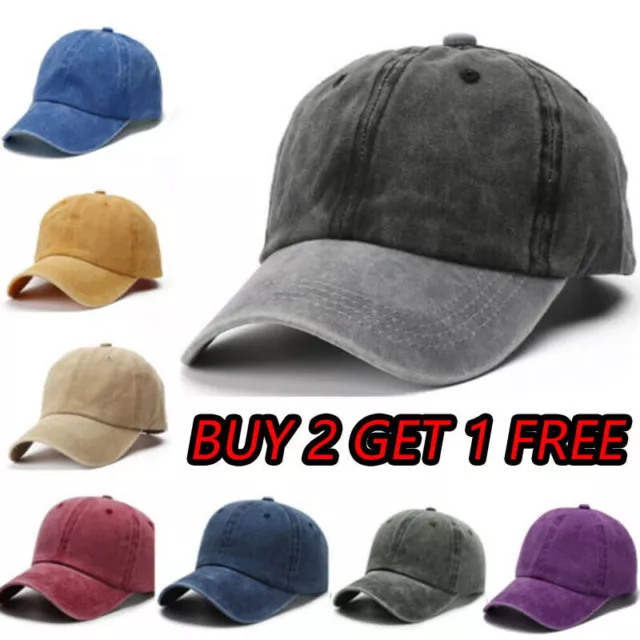 Casual Cotton Adjustable Baseball Cap Men Plain Washed Cap Blank Solid sport Hat