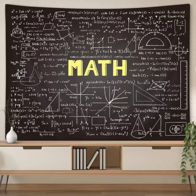 Science Black Tapestry Mathematics Wall Hanging Art Fabric Posters Room Decor