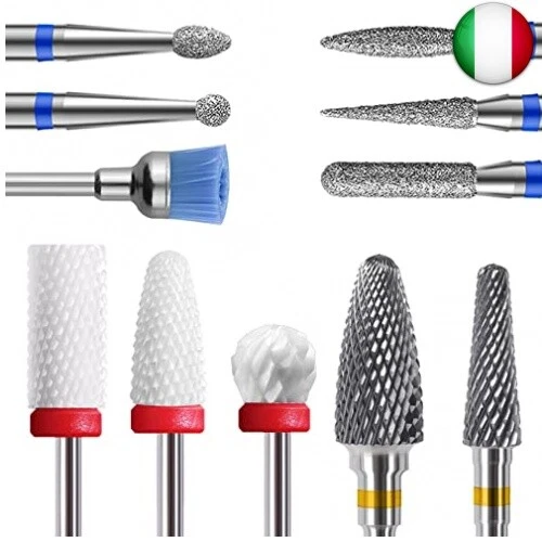 Punte Fresa Unghie，Homeet 11 pezzi Punta da Trapano per Unghie Manicure Kit di T