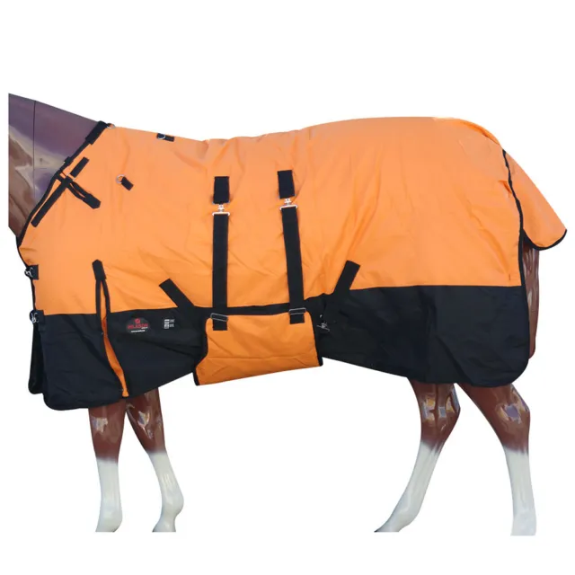 61HI Hilason 600D Winter Waterproof Poly Turnout Horse Blanket Belly Wrap Orange