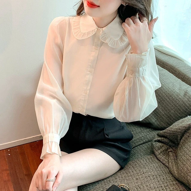 Haut Chemisier Femme Épaule Découverte - Style Lolita, Manches Longues - Neuf Avec Étiquettes