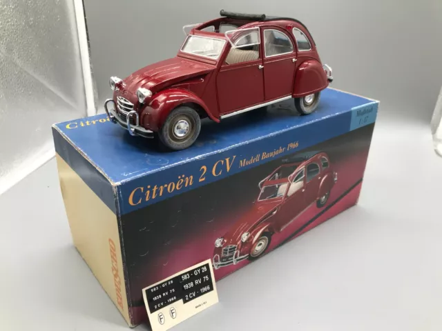 Modelli auto 1:17 not 1:18 Solido Eduscho Citroen 2CV 1966 anatra con IMBALLO ORIGINALE