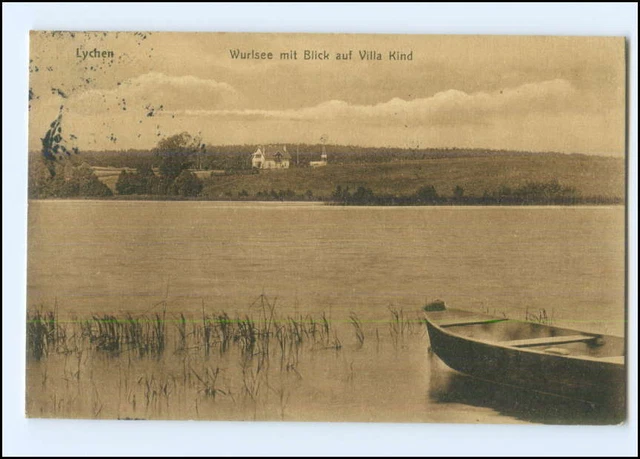 V3257-172/ Lychen Wurlsee  Villa Kind AK + Bahnpost: Templin - Fürstenberg 1917
