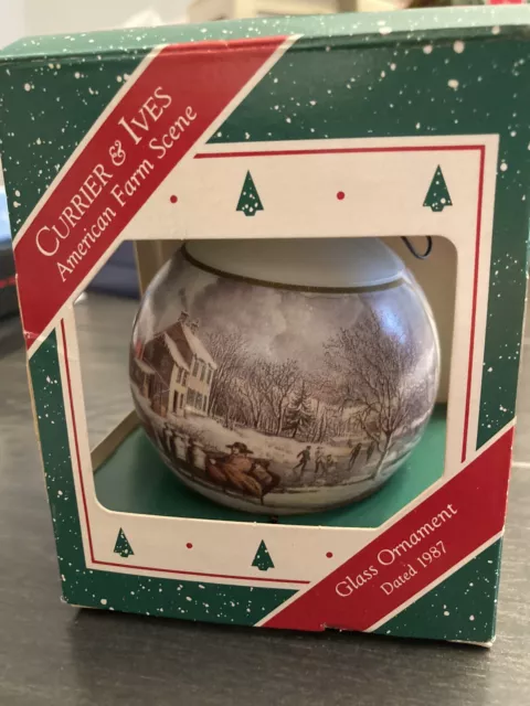 Vintage Lot Of 3 1970s Currier & Ives Corning Glass Christmas