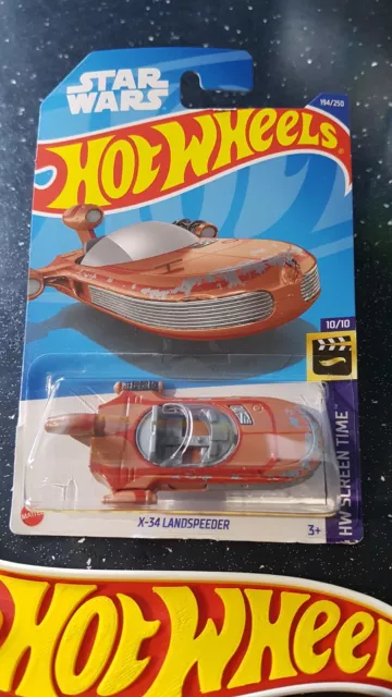 Hot Wheels ~ X-34 Landspeeder, Star Wars, braun, lange Karte.  Weitere H/W's gelistet!!