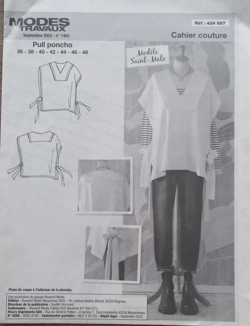Patron Pantalon Femme Modes & Travaux N°1471 - Tailles 36 à 48, Neuf, Made In France
