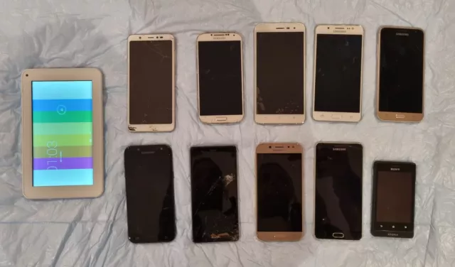 LOT 10 SMARTPHONES - HS ou à réparer ... Samsung Huawei Asus etc...