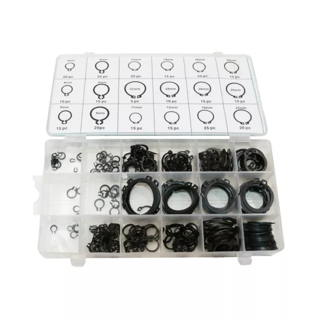 Ensemble Circlips Externe Circlips Snap Rings Assortiment 300 pièces Circlips de Conservation