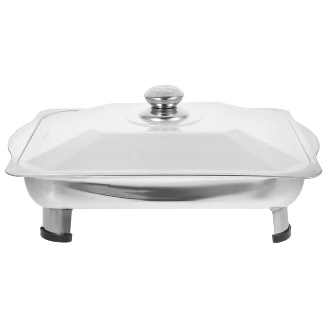 2 cucchiai da buffet in acciaio inox, grandi cucchiai quadrati, cucchiai da ristorante, cucchiaio da buffet con manico lungo (argento
