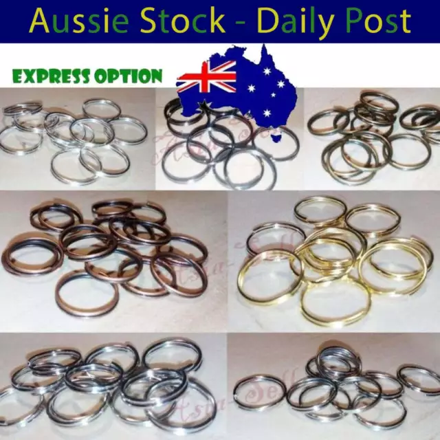 10x Split Key Rings 4mm to 12mm DIY Jewellery Double Loops Bronze Copper Silver