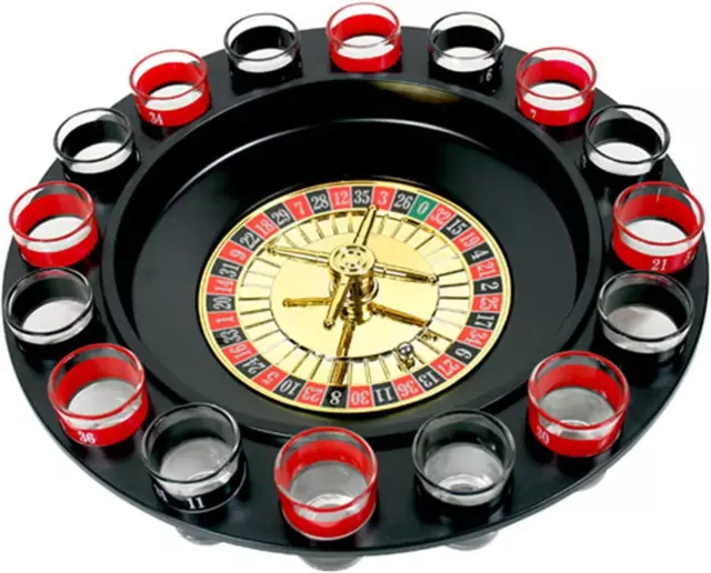 Shot Glass Roulette - Drinking Game Set (2 Balls and 16 Glasses)