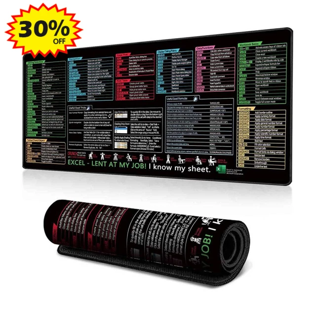 Excel Computer Desk Mat EXCEL CHEAT SHEET Desk Mat, Excel Shortcuts Mouse Pad,Keyboard Shor/ £6 ...