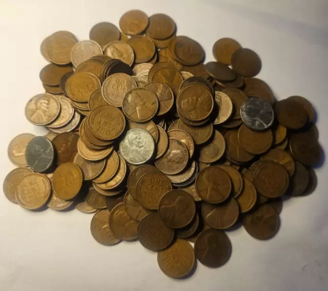 1909-1958 250 Coin Lincoln Wheat Penny Lot with Early date, Steel Cent +S Mints