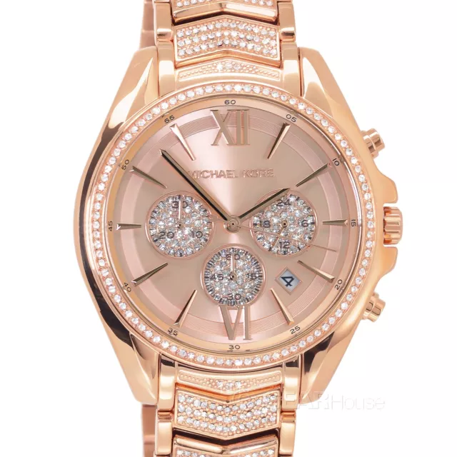 Michael Kors Oversized Whitney Womens Glitz Watch Rose Gold Pave Stainless Steel