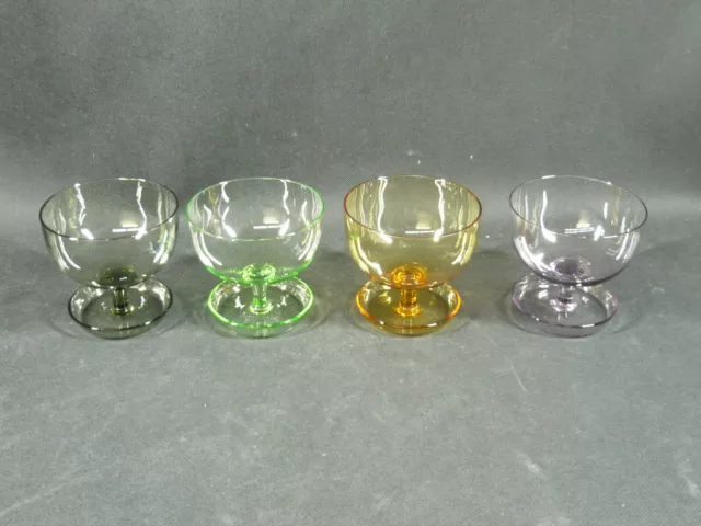 4 farbige vintage Glasschalen Dessertschalen Eisschalen Bowle Süßmuth-Glas 50er