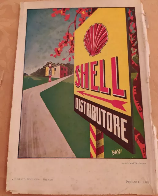 Pubblicita' 1930 Shell Pompa Benzina Auto Distributore Targa Insegna R.bassi