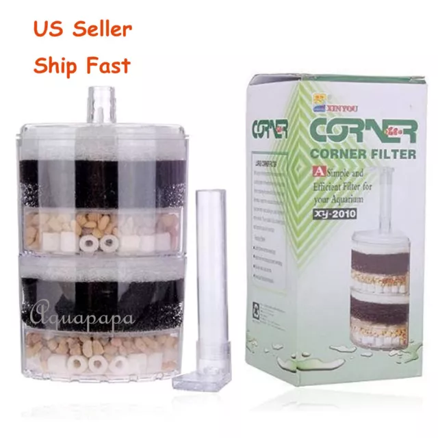 Air Driven Bio Corner Filter Sponge Fry Shrimp Nano Fish tank Aquarium 40 Gallon