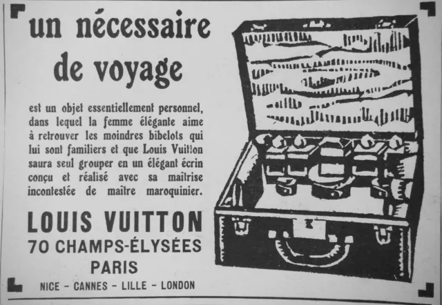 Publicité De Presse 1925 Louis Vuitton La Malle Nécessaire De Voyage