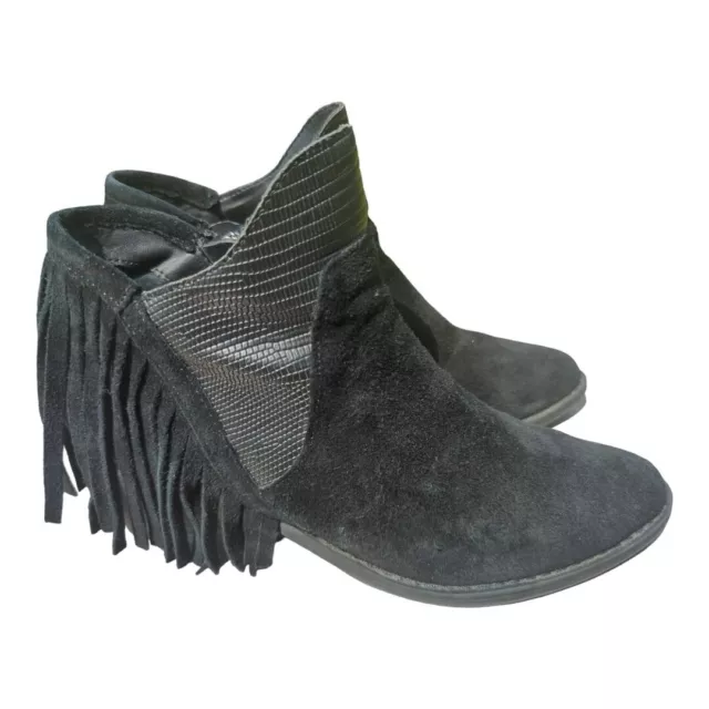 Reba Derbie Leather Suede Bootie Fringe Boot Size 6