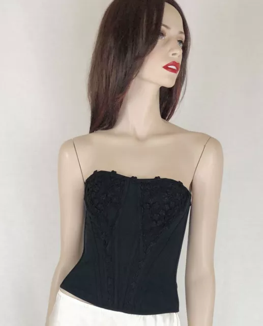 La Perla modern take on an 18th century boned corset top AU 12 Black