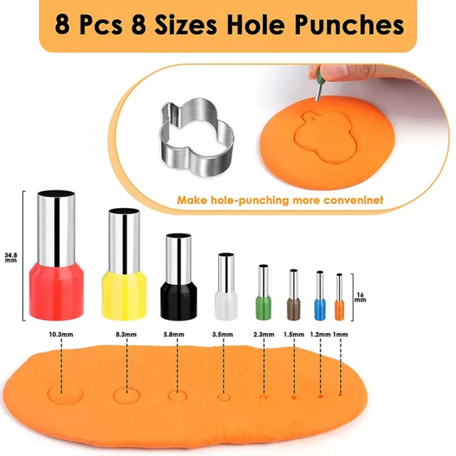 8 Pcs 8 Sizes Polymer Clay Cutter Molds Hole Punches Tool Set DIY Earri-qi -AH