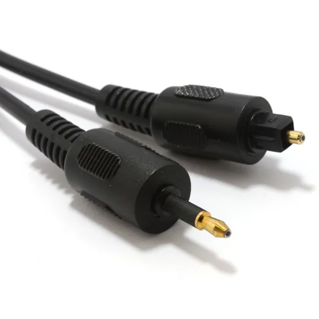 2m Noir Fibre Optique Audio Câble Toslink Prise À Optique 3.5mm Jack Numérique