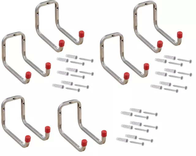 6x Gerätehalter Metall Universalhaken Wandhaken DUO 2-fach Doppel-Haken 173 mm