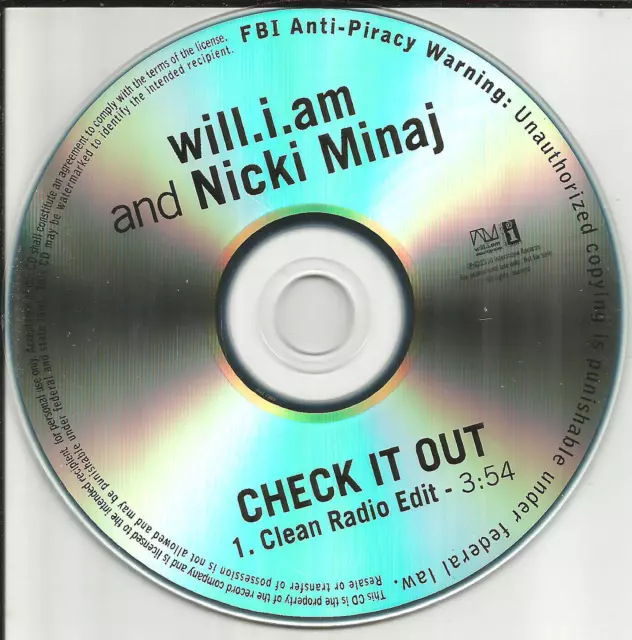 WILL.I.AM w/ NICKI MINAJ Check it out w/ CLEAN RADIO EDIT PROMO DJ CD Single