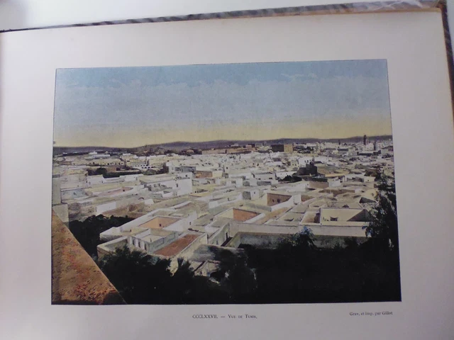 TUNISIE:Gravure 19°in folio couleur/ Vue de Tunis