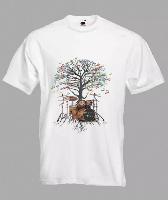Drummer T-shirt Musical Drum Kit Tree Percussionist in sizes Small to XXL 