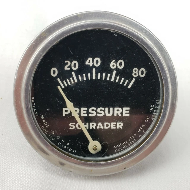 RARE VINTAGE ANTIQUE Schrader Tire Pressure Gauge 080 Rochester MFG