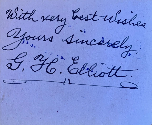 G H Elliott . The Famous Music Hall Singer & Dancer Autograph
