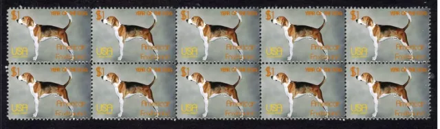 American Foxhound Year Of The Dog Strip Of 10 Mint Stamps 2