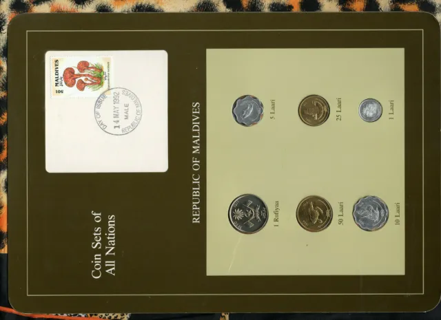 Coin Sets of All Nations Maldives UNC 1 Rufiyaa 1990 1,5,10,25,50 Laari 1984
