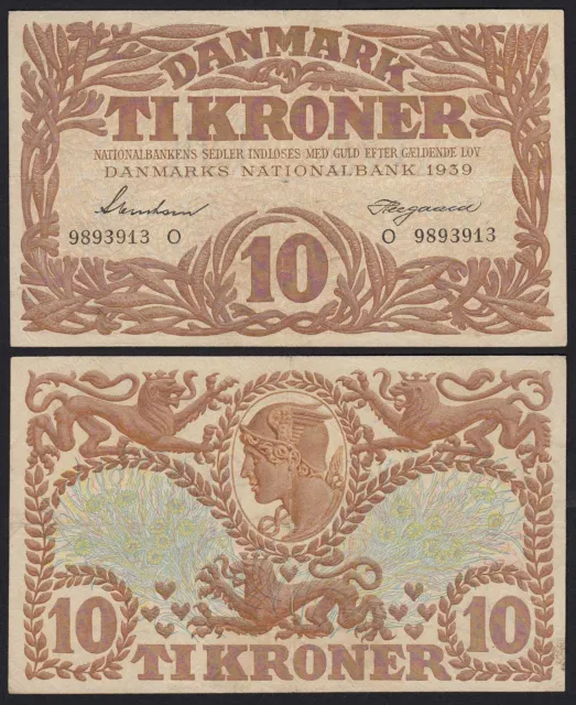 DÄNEMARK - DENMARK 10 KRONER 1939 VF Pick 31f   (19860