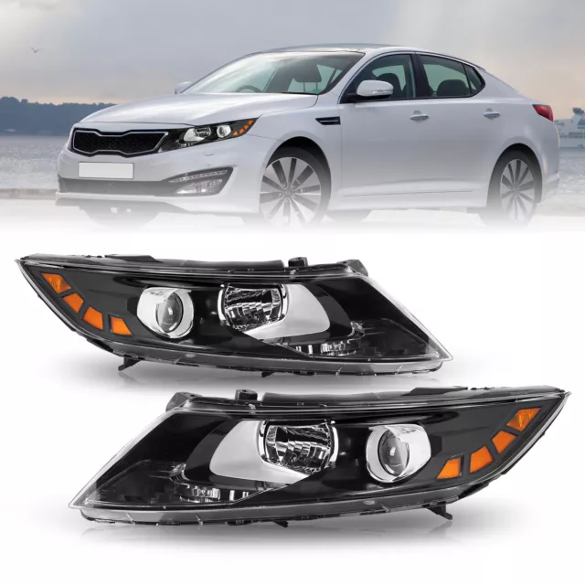 Headlights for 2011 2012 2013 Kia Optima Halogen OEM Black Pairs L+R Headlamps