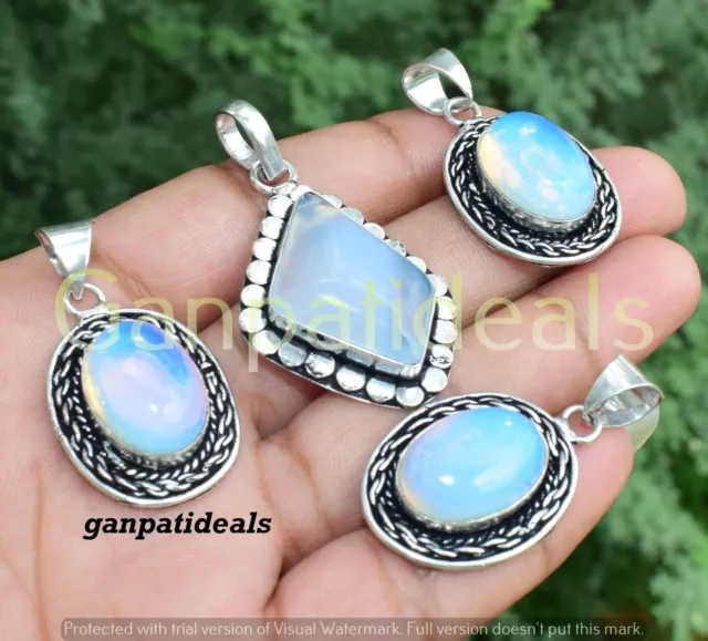 BULK SALE !!! Opalite Gemstone Pendants Wholesale Lot 925 Silver Plated Jewelry