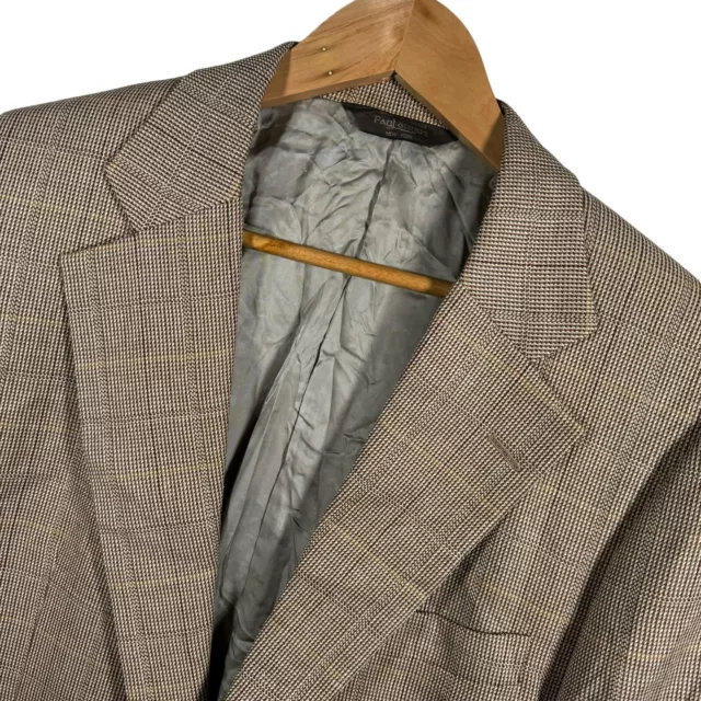 VTG Mens 40R Paul Stuart Sport Coat Blazer Wool/Silk Brown/Tan Window Pane Check