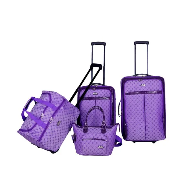 American Flyer Signature Fabric 4 Piece Luggage Set in Light Purple